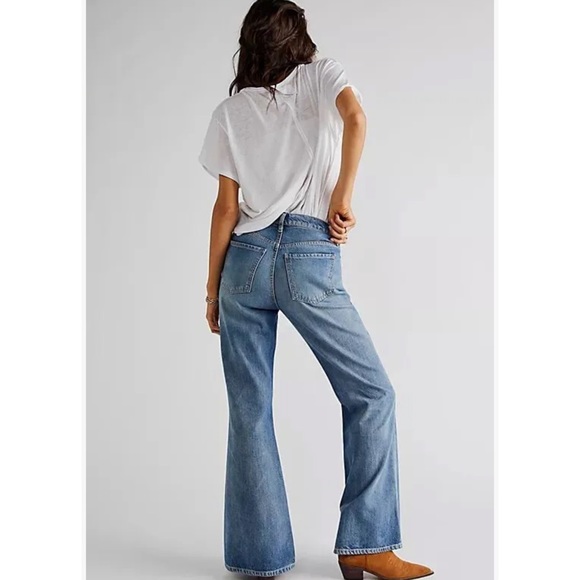 Free People New Dawn Jeans High Rise Flares Belgrade Blue New Size 29 - Picture 3 of 12